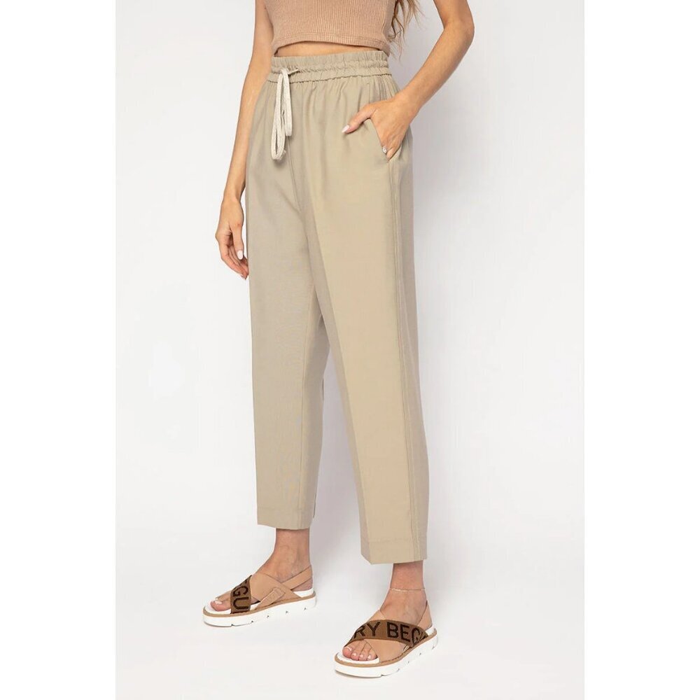 Forte Forte Sand-Washed Drawstring Khaki Trousers Euro Old Money Luxury Pants